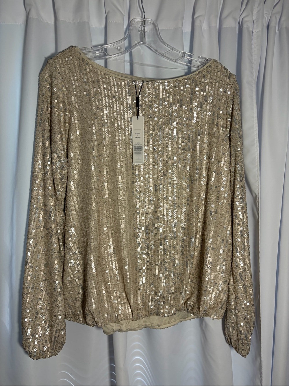 NWT CHICO’S Drizzled Sequins Bubble Hem Top size L